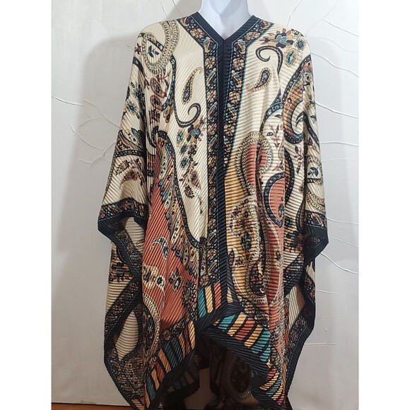 Vivi Designs One Size V-Neck Dolman Sleeve Paisley Kimono Bohemian Artsy Gypsy - Picture 7 of 10